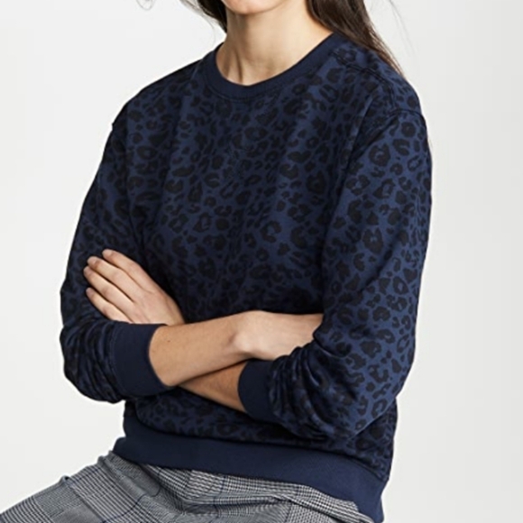 Z Supply Blue Leopard Print Sweatshirt - Picture 1 of 4